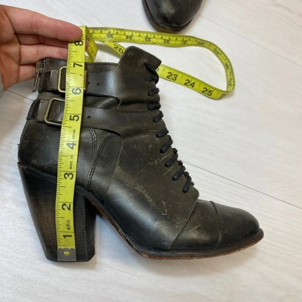 Freebird by Steven Women 7 Malry Ankle Boot Distressed Grey Buckle Lace Up